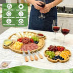 Wooden Charcuterie Boards Cheese Board Set Food Trays with Knife Fork 2 Pcs - Image 5