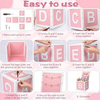 Novabright Wooden Baby Shower Box, ABC Letters Gift Chest Decor, Pink - Image 4