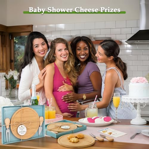 6 Set Bridal Baby Shower Cheese Prizes Wooden Serving Round Board - Image 6