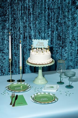 Cake Stand for Desserts & Entertaining - Light/Dark Green Stripe, 10.5" - Image 5