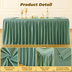 Sage Green Polyester Table Cloths for Rectangle 6 Foot Tables, 1 Pack Wrinkle Free Tablecloths Stretchy Banquet Ruffle Fitted Table Cover Desk Skirt for Parties Wedding Birthday Baby Shower - Image 4