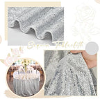SoarDream Silver Party Tablecloth 90x132 Inch Sequin Sparkle Table Cover Glitter Rectangle Tablecloth for Wedding Baby Shower Birthday Party Table Decor - Image 3