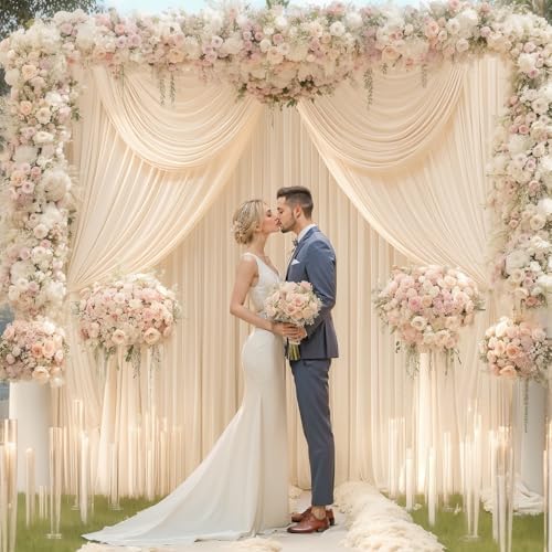 40x10FT Champagne Backdrop Curtains for Wedding Parties, Wrinkle Free Polyester Photography Backdrop Drapes for Wedding Baby Shower Birthday Parties Stage Background Stand Decorations 4x10ft,10 Panels - Image 7