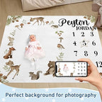 Custom Name Baby Milestone Blanket - Baby Milestone Monthly Blanket with Double Sided for Boy Girl Baby Photography Props - Animal Pattern Gifts for Kids Infant (FixedSize) - Image 2