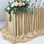 Pooling and Floating Chiffon Table Skirt with extra length, 6FT 9FT 14FT Sheer Tablecloth, Baby Shower, Birthdays Party, Main Cake Table Decoration, Wdding Table Skirt (Nude/Sand, 9FT) - Image 3