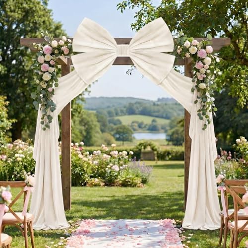 Suncalla 40 x 80 Inch Extra Large White Velvet Bow for Backdrop, Xmas Tree - Image 4