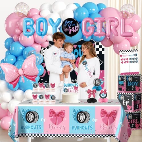 142pcs Burnouts or Bows Gender Reveal Decorations, One-stop Set - Image 6