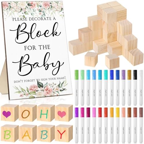 Tatuo 75 Pcs Baby Shower Party Block Games Sign to Decorate,Floral by Tatuo