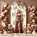 Tegeme 7.2ft A Baby Brewing Arch Backdrop Cover Coffee Themed Baby Shower Decoration Large Brown Coffee Bean Theme Backdrop Party Favor for Gender Reveal Welcome Boy Girl Party Supply Decorations - Image 4