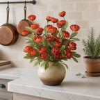 12 Pcs 27" Faux Silk Peony Artificial Fall Flowers Stems for Vase (Orange) - Image 3