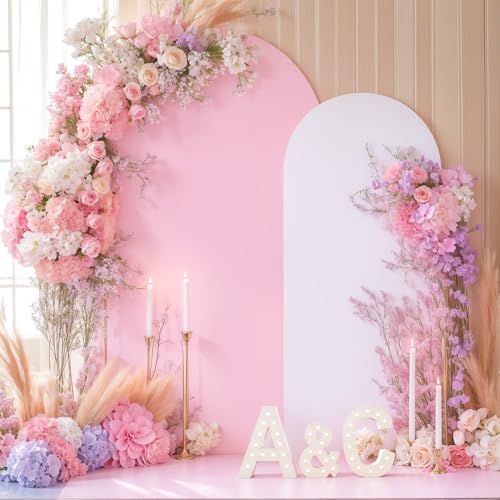 Pink White Arch Backdrop Cover Set of 2 Arch Covers 7.2 and 6ft Wedding Arch Cover Stretchy Backdrop Bridal Baby Shower Birthday Party Arches Stand Covers Spandex by HBBMAGIC