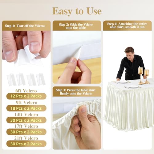 9ft Ivory Satin Table Skirt for Rectangle & Round Table Teacher Desk Skirt - Image 6