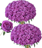 50 PCS Fuchsia Roses Artificial Flowers, Fake Roses with Stem Realistic Silk Roses for DIY Wedding Bouquets Table Centerpieces Arrangements Baby Shower Birthday Home Decor Valentine's Day Gift for Her by HyeFloraartificialflowers