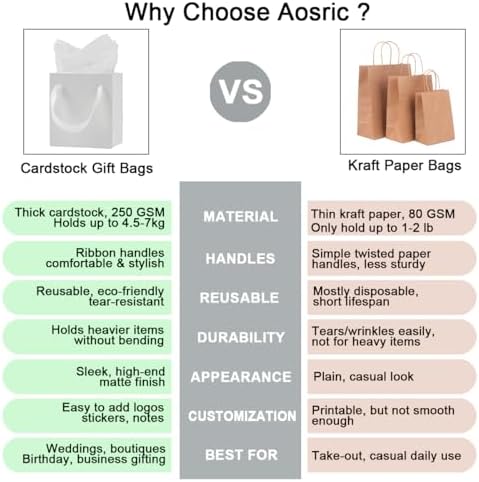 Aosric White Gift Bags with Tissue Paper, 30 Pack, 7x4x9 In - Image 4