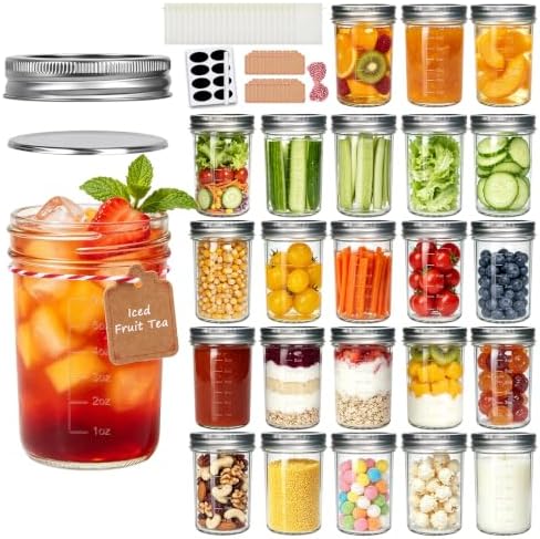 Accguan 8oz Mason Jars,24 Pack Regular Mouth Glass Jars with Separable Lids by Accguan