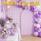 Tegeme 2 Set Gingham Arch Backdrop Cover 7.2ft 6.6ft Arch Cover, Purple - Image 5