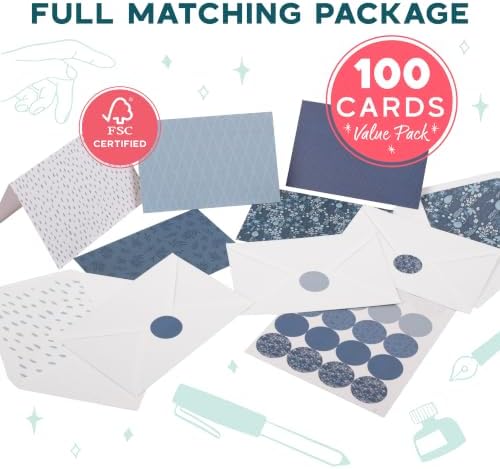 VNS Creations 100 Pack Blank Cards and Envelopes 4'' x 6" - Navy - Image 2