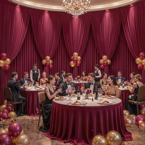 50x10FT Backdrop Curtains with Rod Pockets - Wrinkle Free Photo Stage Backdrop 10 Panels Curtains Drapes for Photography Wedding Party Baby Shower Decorations (Burgundy) - Image 4