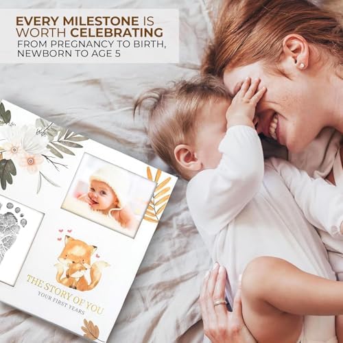 Baby Memory Book For Girl or Boy, Natural Baby Book from Birth, First Years Journal with Ink Pad, Baby Book Keepsake, New Moms, Essential Baby Items - Image 2