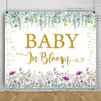 12x6ft Wildflower Floral Baby Shower Decorations Backdrop Gold Bloom Baby Decor Background for Photography Gender Neutral Baby Shower Party Supplies Studio Photo Booth Props - Image 4