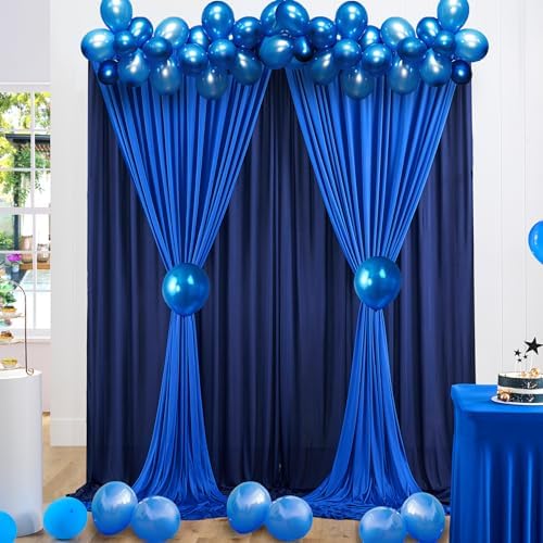 gogoparti 15ft x 10ft Royal Blue and Navy Blue Backdrop Curtains Panels for Parties Wedding, Wrinkle Free Backdrop Drapes for Wedding Birthday Party Background, 6 Panel 2.5x10ft - Image 2