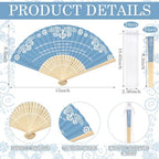 Barydat 24 Sets Cielito Lindo Baby Shower Favors De Barro Paper Hand Fans with Organza Bags Mexican Folding Fans Handheld Home Decor DIY Supplies for Guest Talavera Bridal Baby Shower(Blue) - Image 6