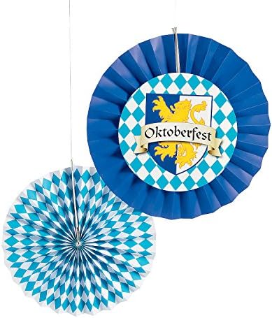 Fun Express Oktoberfest Hanging Fans – 12" to 14" Paper Fans Hanging Party Decorations, Birthday Parties, Bridal Showers, Baby Showers, Wedding – 12 Pieces - Image 4