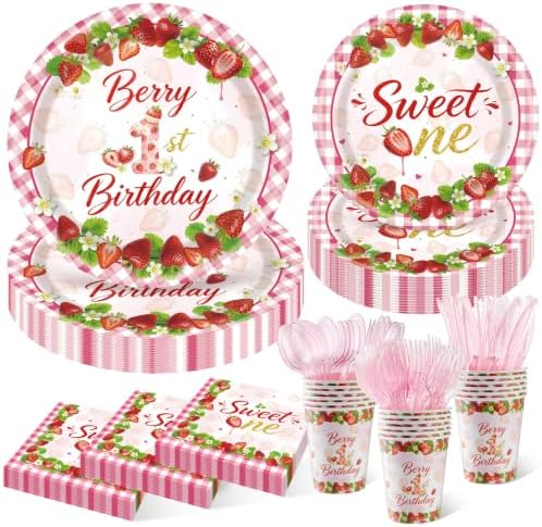 Berry First Birthday Strawberry Party Supplies for 50 Guests by Unknown