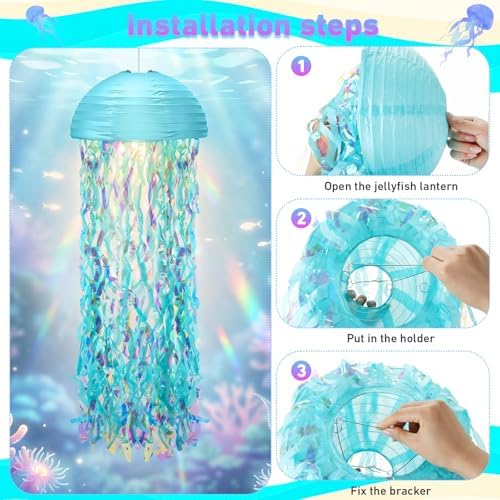 Baquler Set of 12 Jellyfish Party Decoration Soft Colors Paper Lanterns - Image 5