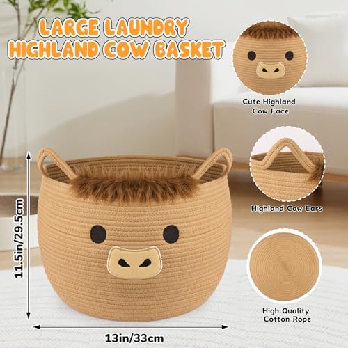 Highland Cute Cow Basket for Nursery, Large Blanket Gift Basket - Image 2
