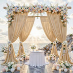 30 ft x 8 ft Thick Champagne Backdrop Curtain for Wedding Parties, 6 Panels 5 ft x 8 ft Wrinkle Free Polyester Champagne Photo Backdrop Drapes, Birthday Party Home Decoration Supplies - Image 2