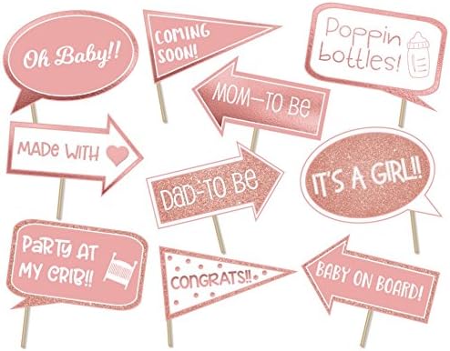 Baby shower photo booth props. Rose gold. Baby shower girl. 10 props ready to use. by Unknown