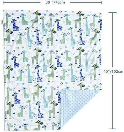 CREVENT Baby Welcome Gift Set Storage Basket with 2 Blankets+ 1 Security Blanket + 1 Taggie + 1 Gift Bag with Ribbon (Blue) - Image 5