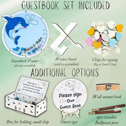 Dolphin Guest Book Alternative Drop Box Frame, Personalized Beach Wedding - Image 7