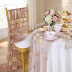 Floral Gauze Table Runner 10ft Embroidery Tulle Spring Wildflower Decor - Image 4