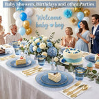 DaYammi 350PCS Clear Blue Plastic Dinnerware Set for 50 Guests - Image 6