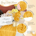 Gold Boho Cheesecloth Table Runner 12 Pack 17x108 Inch Sheer Gauze - Image 3
