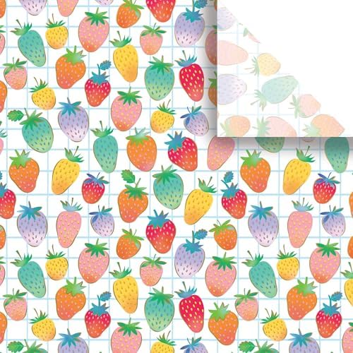 Jillson & Roberts Printed Unfolded Gift Tissue 20" x 30", Sweet Strawberries, 240 Sheets by JILLSONROBERTS
