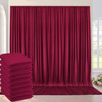 40ft×10ft Wrinkle Free Burgundy Backdrop Curtain for Parties, 8 Panels 5×10ft Soft Silky Polyester Wine Red Photo Backdrop Drapes for Wedding Birthday Christmas Photography Back Drop Cloth by ENJOYYOURPARTY