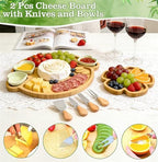 Wooden Charcuterie Boards Cheese Board Set Food Trays with Knife Fork 2 Pcs - Image 2