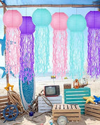 18 Pcs Jellyfish Paper Lanterns Jellyfish Lantern Hanging Decoration Ocean Theme Party Supplies Mermaid Birthday Decorations for Baby Shower Under The Sea Birthday Party Supplies(Vintage Color) - Image 6