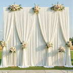 50x14ft Ivory Backdrop Curtains for Parties, Wrinkle Free Polyester Ivory Photo Backdrop Drapes 10 Panels 14 ft Long Back Drop Cloth for Wedding Birthday Photography Background Party - Image 3
