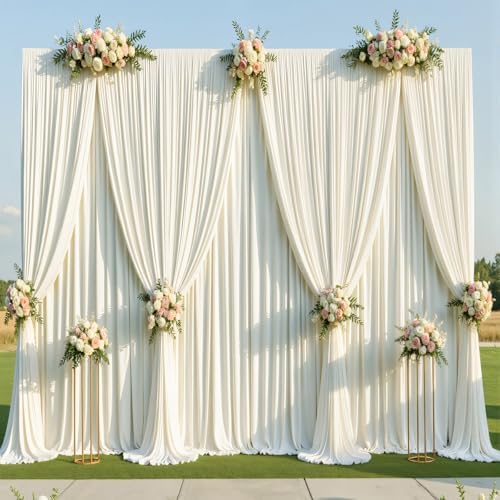 50x14ft Ivory Backdrop Curtains for Parties, Wrinkle Free Polyester Ivory Photo Backdrop Drapes 10 Panels 14 ft Long Back Drop Cloth for Wedding Birthday Photography Background Party - Image 3