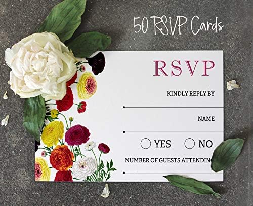 50 Blank RSVP Cards with White Envelopes Floral 4"x6" Response Cards-RSVP Reply Card for Wedding-Bridal Shower-Baby Shower-Rehearsal Dinner - Image 3