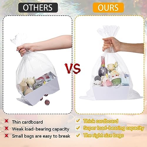 MADHOLLY 6 Set Sturdy Kraft Gift Baskets Empty Kit for Women, Men, White - Image 5