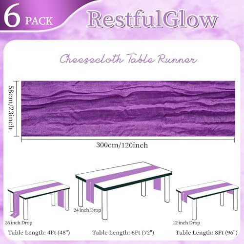 6 Pack Purple Cheesecloth Table Runner 10Ft 23 x 120 Inch - Image 7