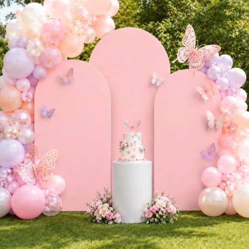 Pink Arch Cover 7.2ft 6.6ft 6ft Spandex Arch Backdrop Cover Set of 3 by Lrrtwer