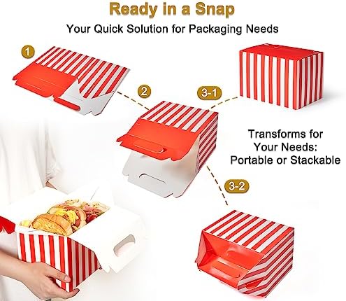 Happyhiram 40 Pack Christmas Red Striped Large Gable Boxes, 9x6x6 Inch - Image 6