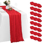 8 Pack Red Cheesecloth Table Runners 20x120 Inch Gauze Table Runner 10FT Easter Cheese Cloth Table Runner Rustic Sheer Runner for Wedding Baby Shower Birthday Party Table Decor by Yorcari