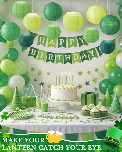 Treela 48 Pcs Paper Lanterns Party Decorations Round, Green Series - Image 2